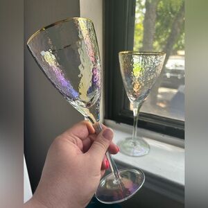 Anthropologie Zaza Lustered Wine Glasses, set of 2